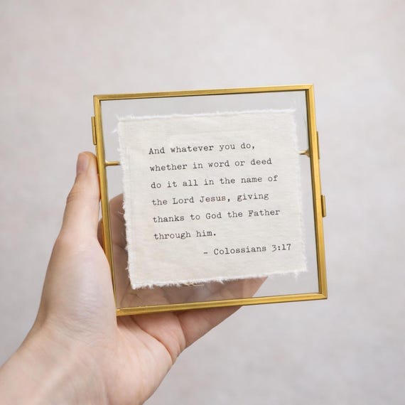 4x4” Custom Quote on Handmade Deckle Edge Paper | Personalized | Vintage Typewriter Art Gift | Graduation Fathers Day - GOLD Floating Frame