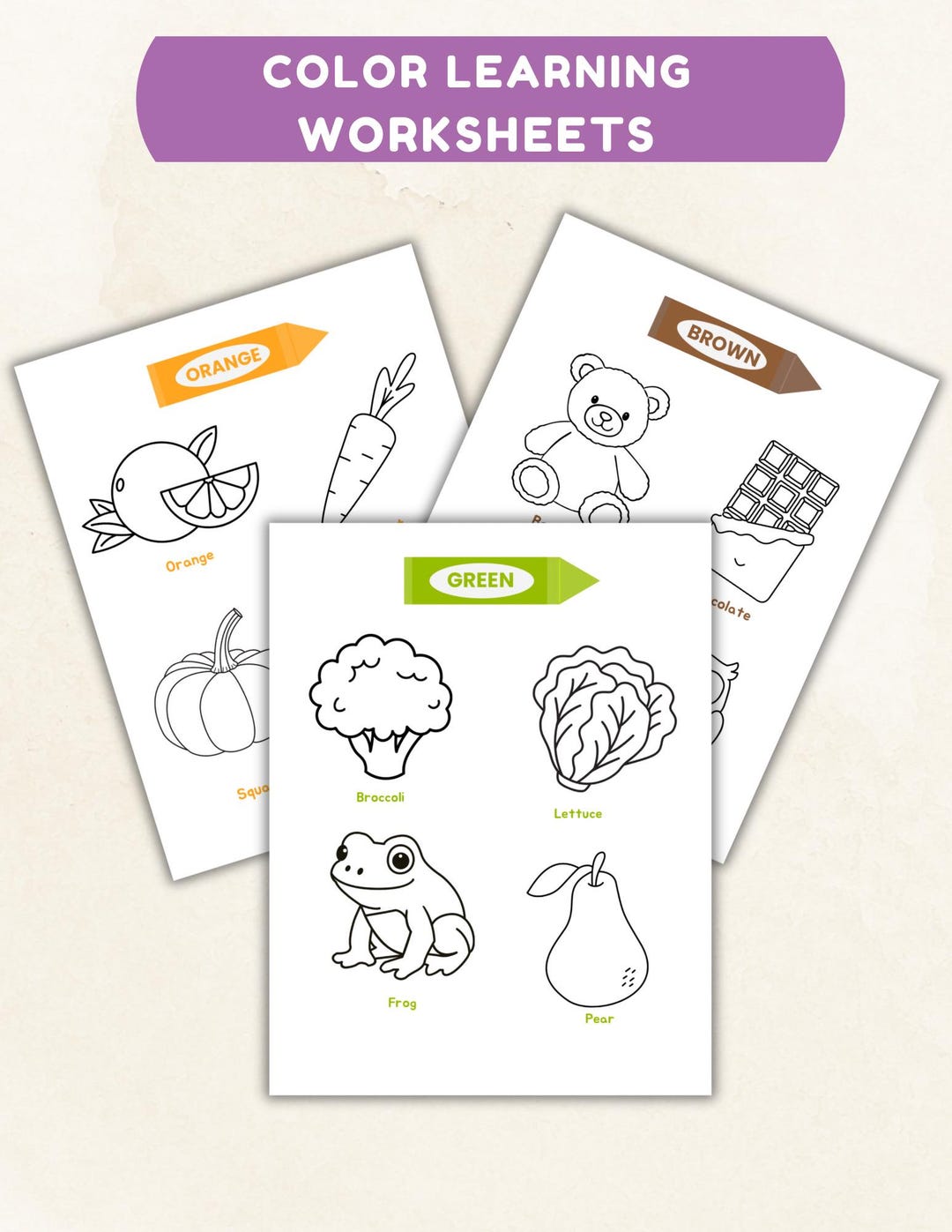Kids Color Learning Worksheets | Preschool Toddler Printable Activity