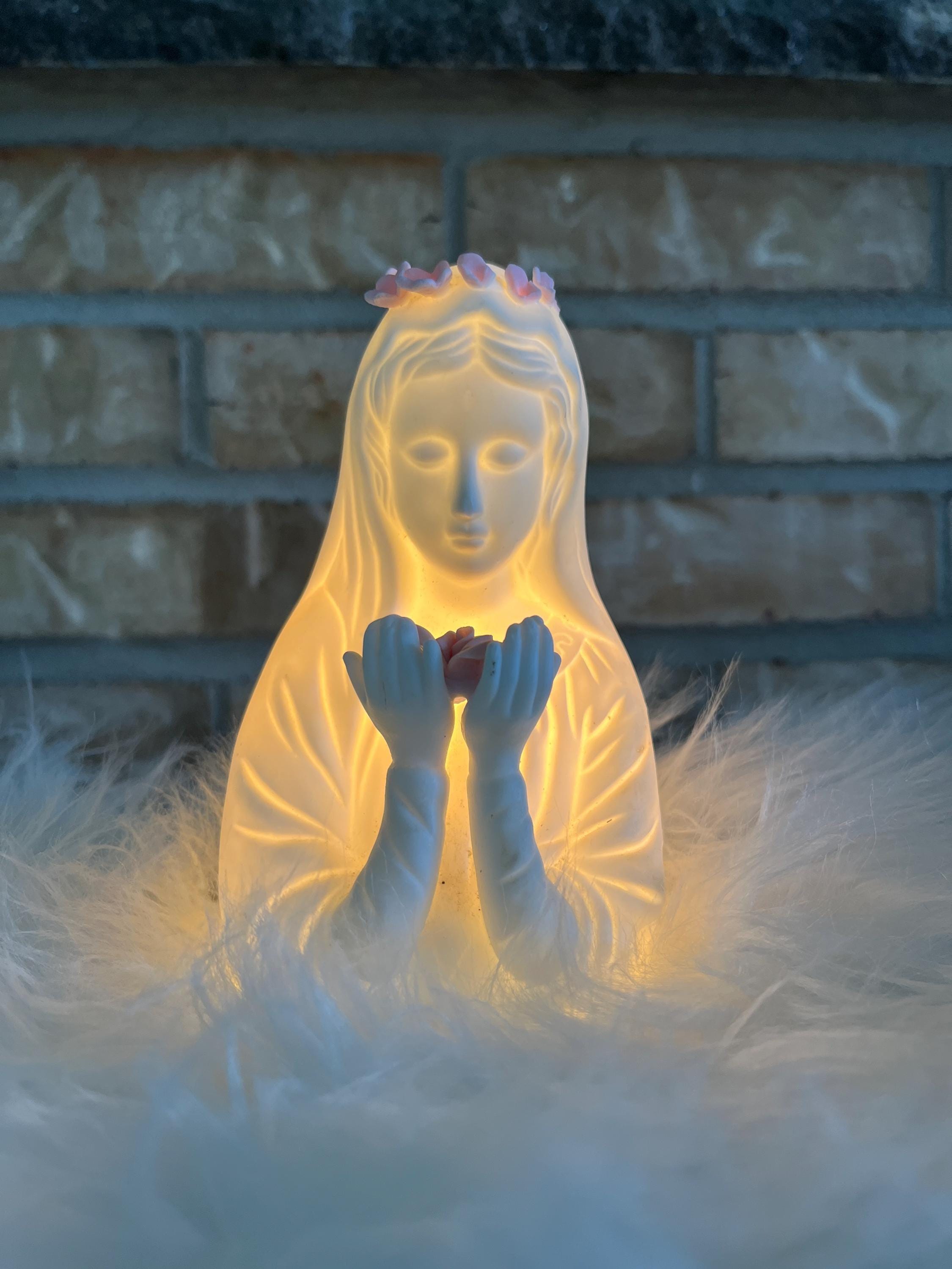 陶器製ナイトランプ　祈り　キリスト　祈る少女 祈りを捧げる幼子サムエル（油彩・キャンバス