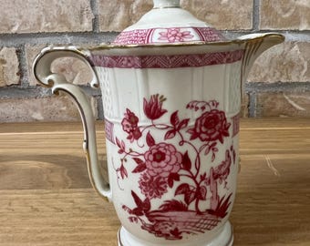 Vintage Chinoiserie Porcelain Teapot/ Pink Floral&Gold Decor/ Elegant Asian Style Tea Pot/ Vintage Gift for Her