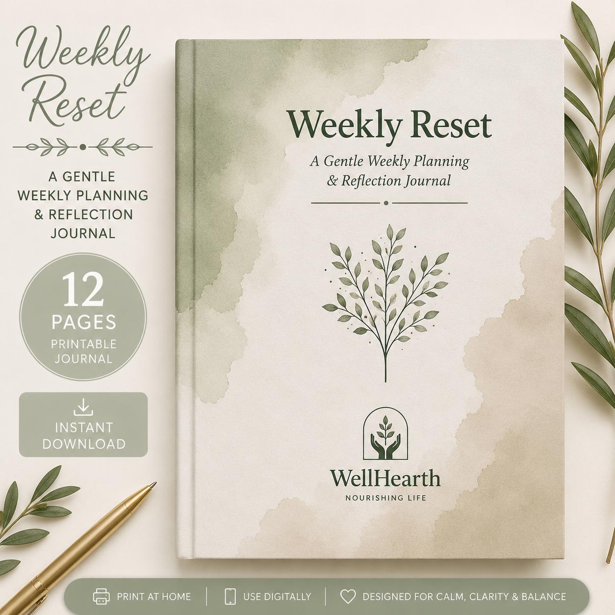 Weekly Reset Journal Printable, Reflection Journal, Self Care Planner ...