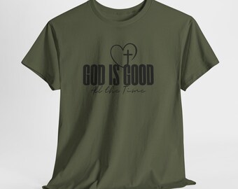 God Is Good heart cross T-Shirt | Christian faith tee, scripture design