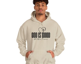God Is Good heart cross script Hoodie | Christian faith sweatshirt
