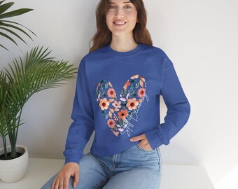 Floral Heart Sweatshirt | Watercolor Flower Heart Crewneck