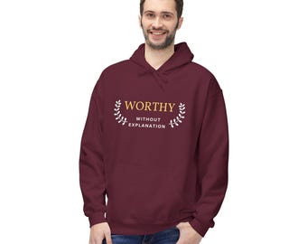 WORTHY gold script Hoodie | Minimal Affirmation Sweatshirt