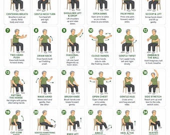 30 Day Chair Tai Chi Poster | Seniors Seated Exercise, Balance, Flexibility (Digital Download)