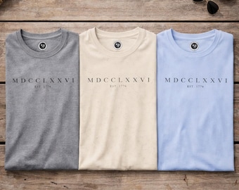 MDCCLXXVI Gesch. T-shirt uit 1776 | Minimalistisch American Heritage-T-shirt - Romeinse cijfers