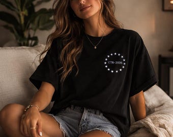 T-shirt 250e verjaardag VS – Minimalistisch T-shirt met verouderde vlag en erfgoed