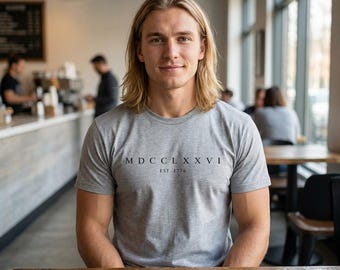 Romeinse cijfers MDCCLXXVI Est. T-shirt uit 1776 | Minimalistisch American Heritage-T-shirt