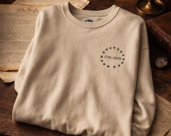 1776 2026 jubileum sweatshirt met ronde hals | Ontwerp Amerikaanse geschiedenis