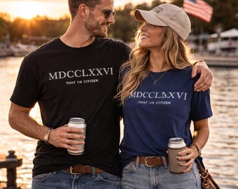 MDCCLXXVI shirt met Romeinse cijfers | Minimalistisch T-shirt 1776 Heritage | Dat patriottische T-shirt van de Amerikaanse burger