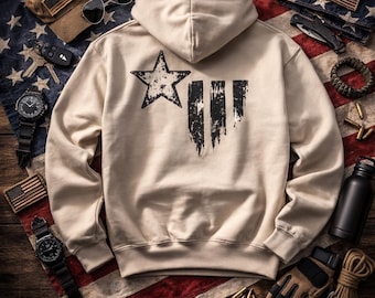 Verontruste Star Shield-hoodie | Witte grafische hoodie