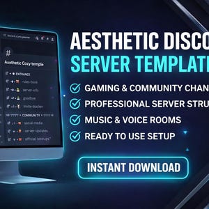 Plantilla profesional para servidor Discord / Configuración de comunidad de juegos (Descarga digital)