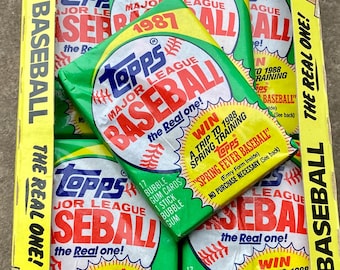 Vintage Baseball Cards Unopened Topps 1987 MLB Pack Of Cards Topps 1987 Never Opened Cards 80s Wax Pack 1980s Nostalgic Retro