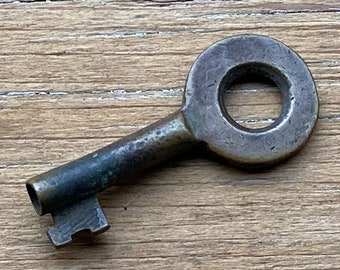 Authentic Antique Key 1 3/4 Inch Brass Metal Barrel Key Vintage Key Skeleton Key Authentic 1800s Era Antique Vintage Key Old Key Jewelry S