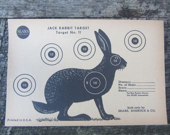 Vintage Target J.C. Higgins Jack Rabbit Target Paper Target No. 11 Sears Shooting target Vintage rifle Hunting target Rustic Decor b