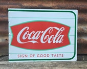 Vintage Coca Cola Flange Sign Coke Fishtail 1999 Metal Sign Double Sided 10x13 Inch Fish Tail 1950s Style High Quality Nice