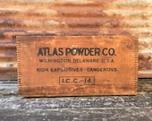 Antique Explosives Crate Dynamite Crate ATLAS Powder Company Wood Crate Wooden Dynamite Box Rusitc Crate Primitive Box Antique Coal Mining