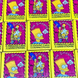 Vintage The Simpson’s Pack of Cards Cartoon TV Show Matt Groening Topps 1990 Trading Cards and Sticker Vintage Simpsons Bart Homer Marge