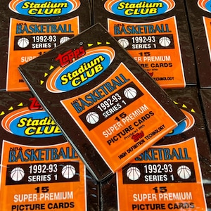 Vintage Basketball Cards Topps Stadium Club Card Pack 1992 1993 Season Series 1 NBA Unopened Pack of Cards 15 Cards per Pack 1990s Sports