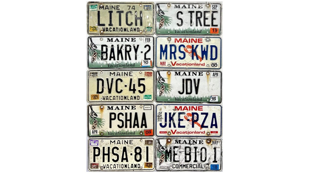 Choice of Maine License Plate Original Old 1980s 1990s Maine Lobster