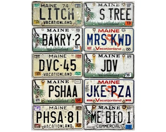 Choice of Maine License Plate Original Old 1980s 1990s Maine Lobster Plate Vanity Vacationland Vintage License Plate Number Tag Metal F