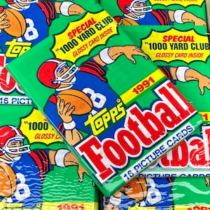 Original Vintage Football Cards Topps 1991 NFL Pack Of Cards Unopened Pack of Cards 90s Pack 1990s Nostalgic National Football League