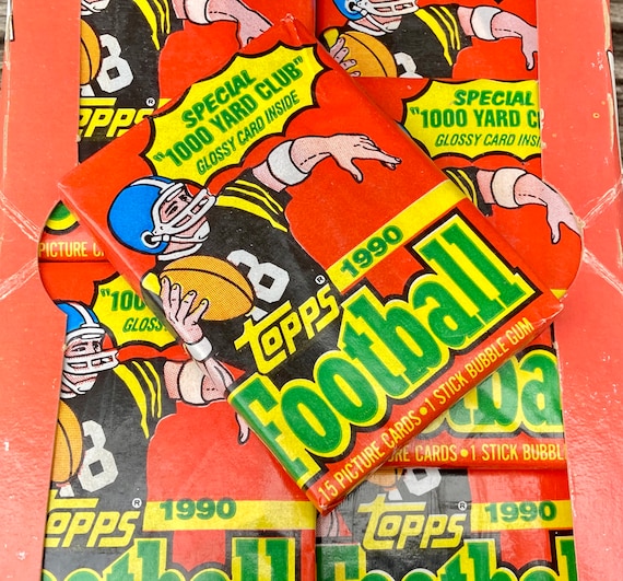 rare old football cards Original Vintage Topps 1990 NFL Pack of Cards Unopened Pack of Cards 90s Pack 1990s Nostalgic National Football League 13-Year-Old Sells Rare Card of
