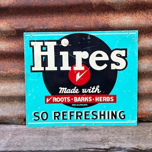 Hires Root Beer Sign Vintage Old Metal Advertising Sign Soda Pop Drink Beverage 12x14  Inch