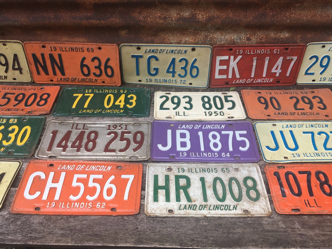 Illinois License Plate Vintage Antique License Plate 1971, 1969, 1972