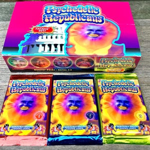 3 Packs of Vintage Psychedelic Republicans Trading Cards 2003 Unopened Pack of Cards Complete Set of 24 Cards Series 1-3 Political Parody