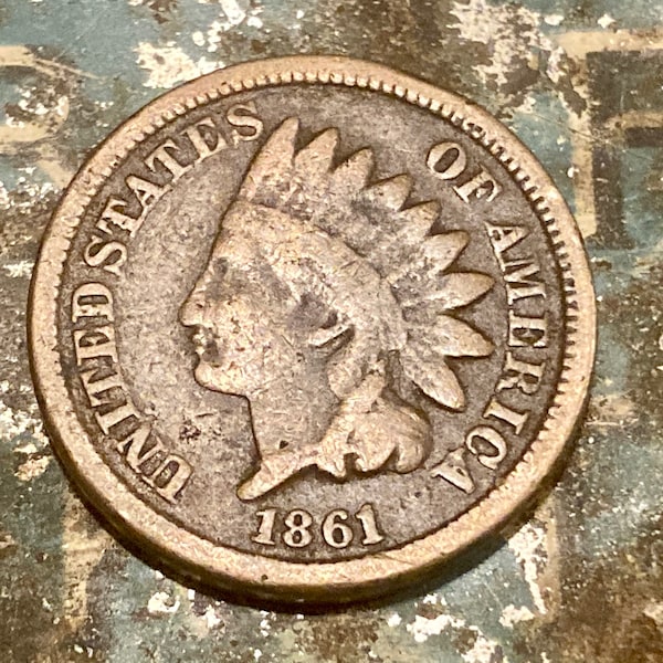 1861 Indian Head Penny Small Cent From Antique Coin Collection Numismatic Low Mintage Civil War Era Own a Piece of American History A