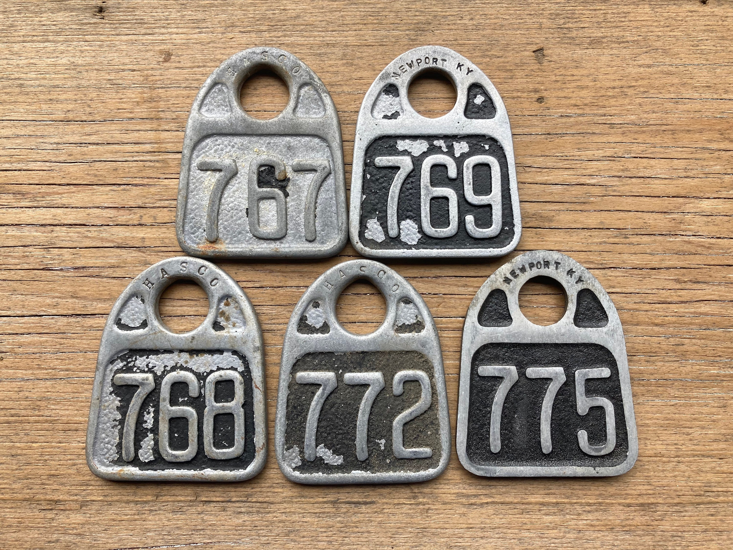 Cattle Tag Number 767, 769, 768, 772, 775 Vintage Tag Antique Cow