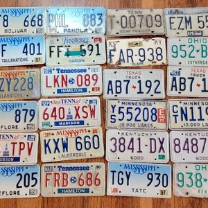 Choice of Vintage License Plate Tennessee, Mississippi, Illinois, Kentucky, Ohio, Texas, Minnesota License Plates  T3