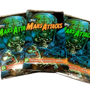 Vintage Mars Attacks Pack of Cards Horror Space Martians Aliens Cards Topps 1994 Pack of Trading Cards Foil