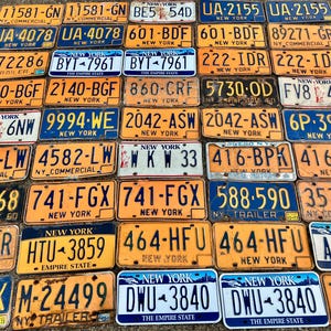 Choice of New York License Plate Vintage NY 1960, 1960s, 1970s, 1980s 1990s, 60s, 70s, 80s, 90s