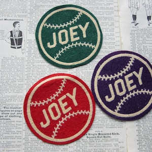 Vintage Name Patch JOEY Baseball Price per (1) Patch 1950s Era Felt Varsity High School Jacket Coat Patch College Sports 50s Vintage Felt