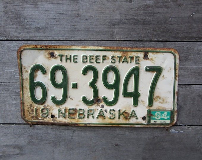 Vintage License Plate Nebraska Beef State 1964 Green & White Etsy