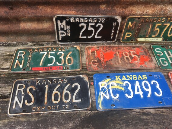 Kansas Choice of License Plate Vintage License Plate 1972, 1973