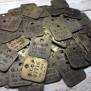 Vintage Brass Tag General Motors GMC Chevy Chevrolet Tool Check Plant Car Truck Auto Metal Number Tag Industrial Keychain Stocking Stuffer