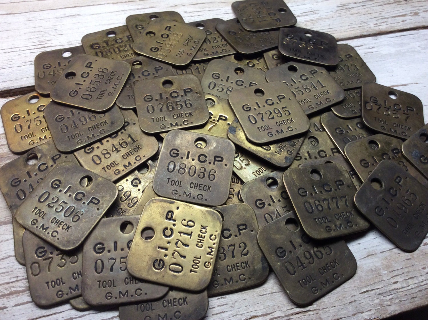 Vintage Brass Tag General Motors GMC Chevy Chevrolet Tool Check