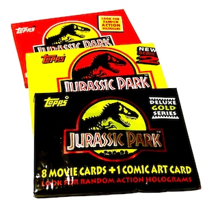 Jurassic Park Trading Cards Topps Series 1, 2 or Deluxe Gold Packs of Vintage Movie Photo Cards 1992 Unopened Pack Cards 1990s Dinosaur