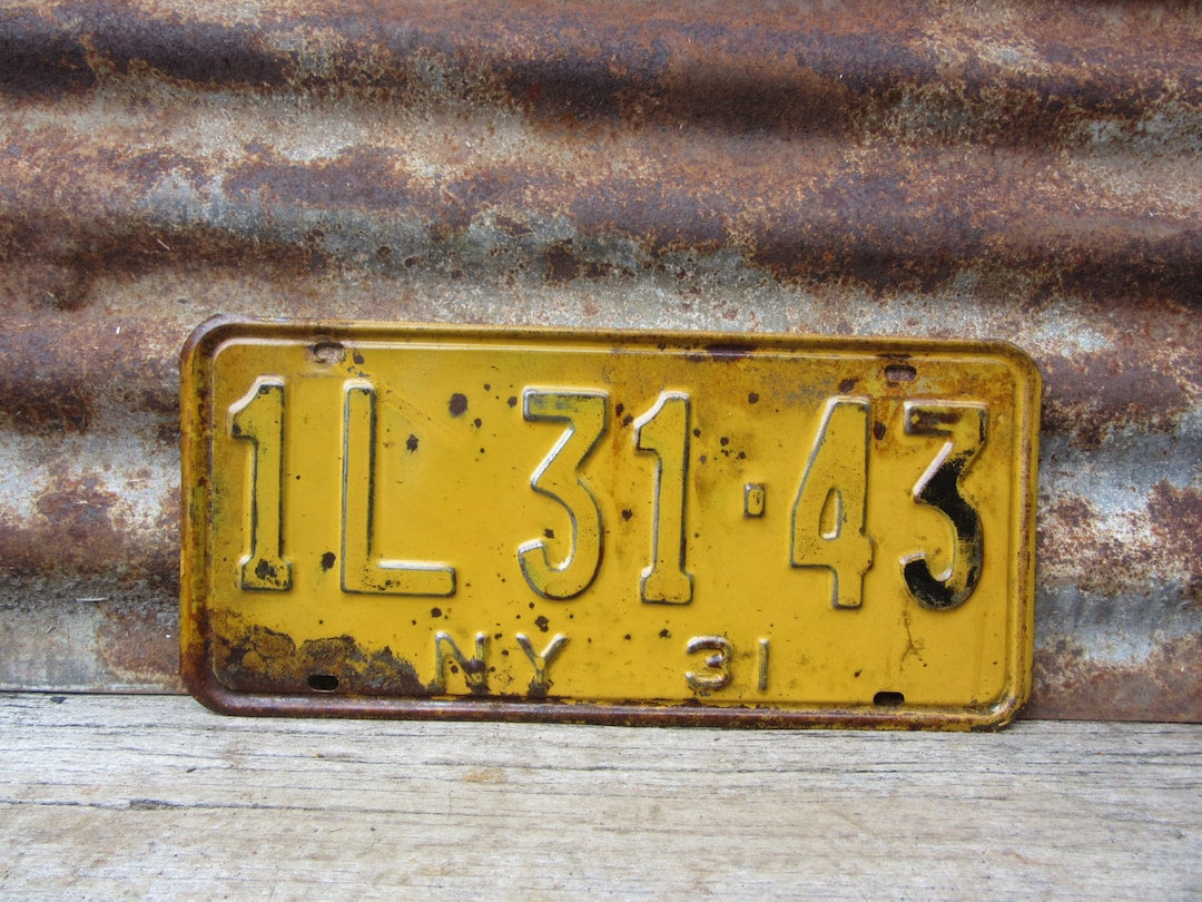 Antique License Plate NEW YORK NY 1931 Black & Yellow Vintage - Etsy
