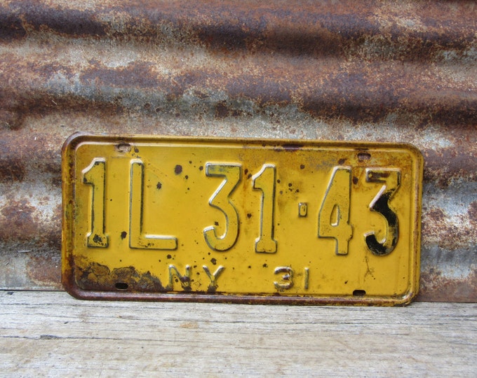 Antique License Plate NEW YORK NY 1931 Black & Yellow Vintage Etsy