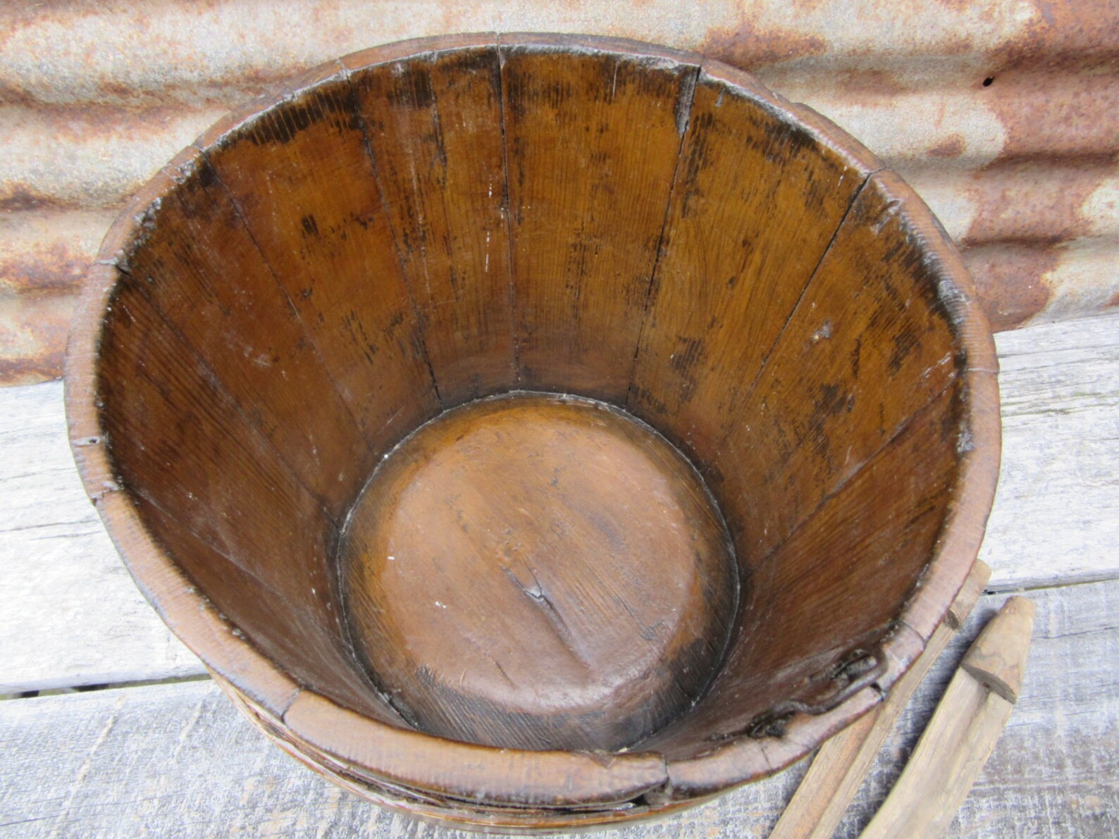 True Primitive Antique Wood Bucket Very Early Example Wooden Etsy