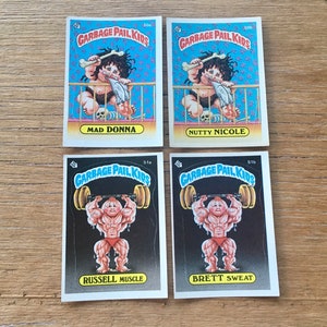 Choice of Garbage Pail Kids Mad Donna, Nutty Nicole, Russell Muscle, Brett Sweat Original Series 2 Card GPK Topps 2nd Series 1985 OS2