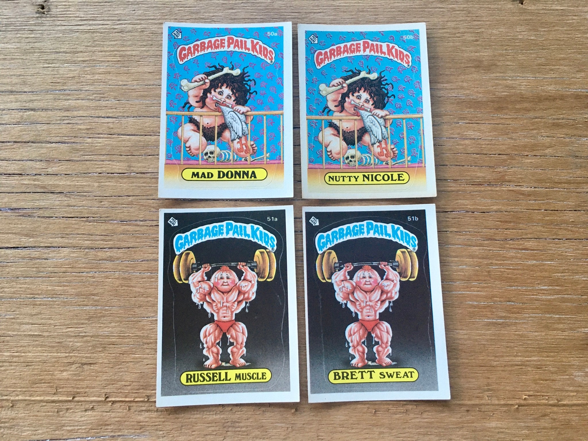 Choice of Garbage Pail Kids Mad Donna, Nutty Nicole, Russell