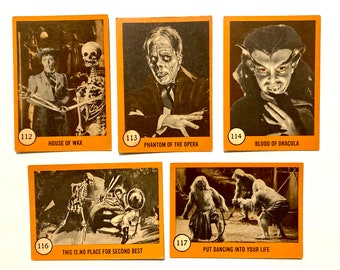 Choice of Horror Movie Cards Nu-Cards Series 2 Orange Border 1961 Vintage Authentic Monster Trading Card Number 112, 113, 114, 116, 117