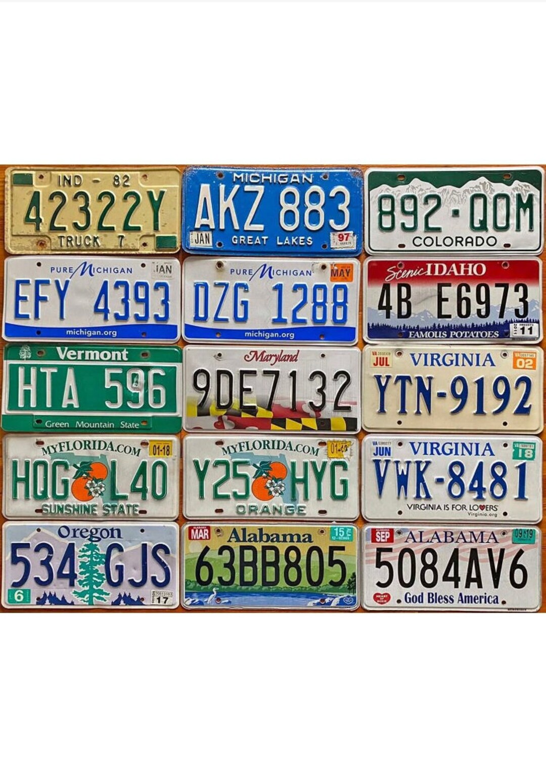 Choice of License Plate Indiana Michigan Vermont Florida Etsy