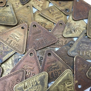 Price per Tag (1) Vintage Brass Tag Ford Motor Company  Aged Northville Plant Car Truck Auto Metal Number Tag Antique Tag Keychain Gas Oil